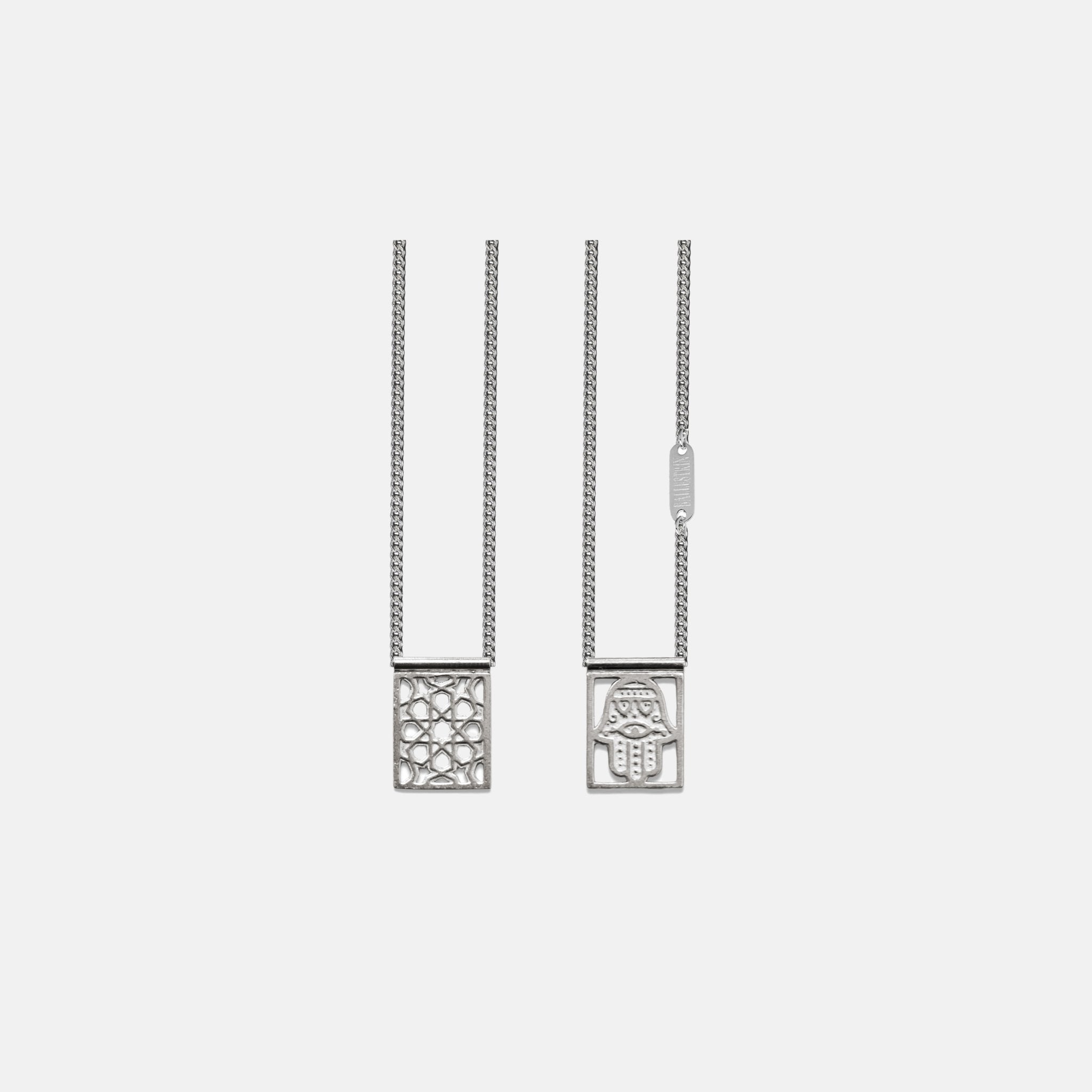 Hamsa Protection Escapulario in 925 Sterling Silver, with Chain - BALLESTRIN